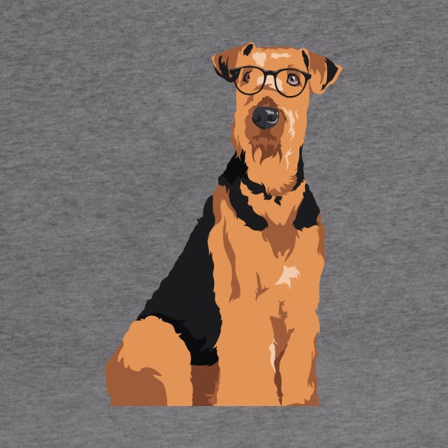 Hipster Black and Brown Airedale Terrier Dog T-Shirt for Dog Lovers by riin92